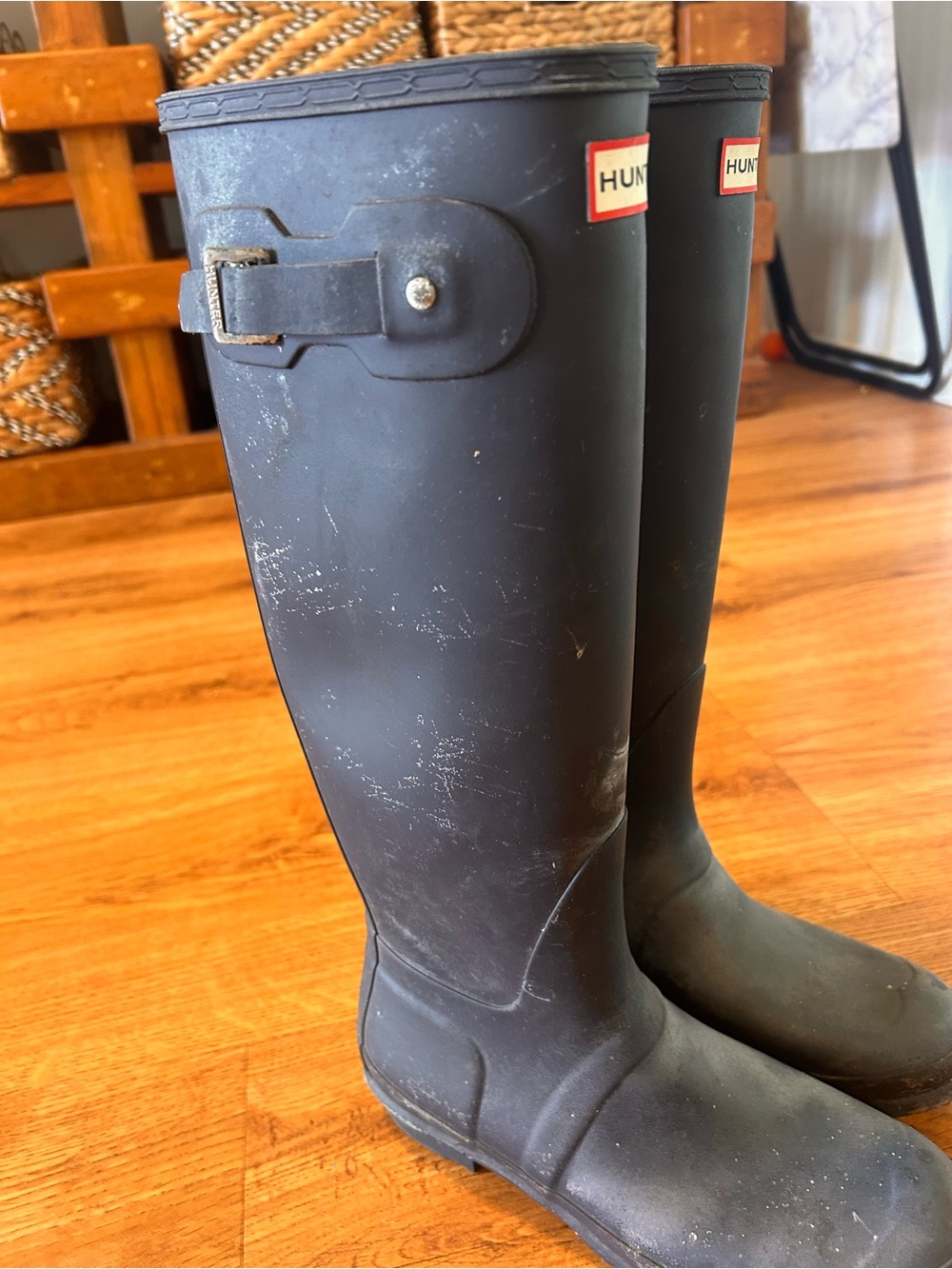 Hunter Matte navy blue Tall Rubber Rain Boots